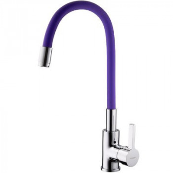 Смеситель для кухни с гибким изливом Ledeme L4898-8 Rainbow однорычажный хром, фиолетовый