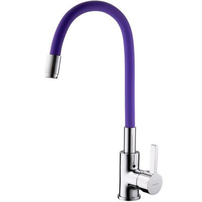 Смеситель для кухни с гибким изливом Ledeme L4898-8 Rainbow однорычажный хром, фиолетовый