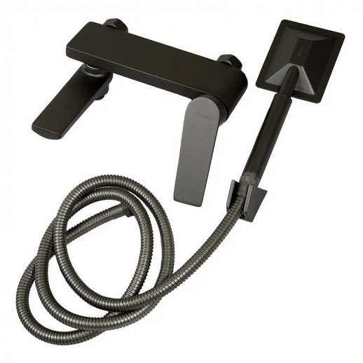 Смеситель для ванны Haiba HB60533-3 с душевым гарнитуром (латунь) пепельный