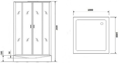 Душевая кабина Niagara Premium 100x100 NG-6902-01Q Black квадратная