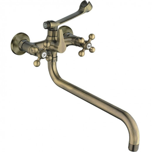 Двухвентильный смеситель для ванны Haiba HB2619-4 с душевым гарнитуром (латунь) бронза