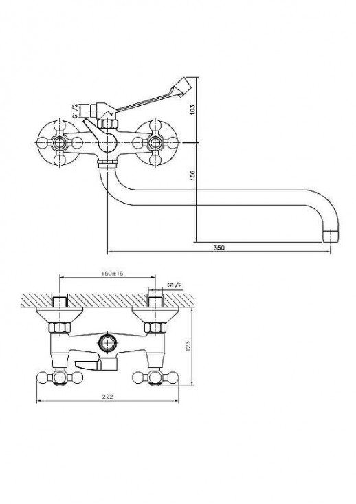 Двухвентильный смеситель для ванны Haiba HB2619-4 с душевым гарнитуром (латунь) бронза
