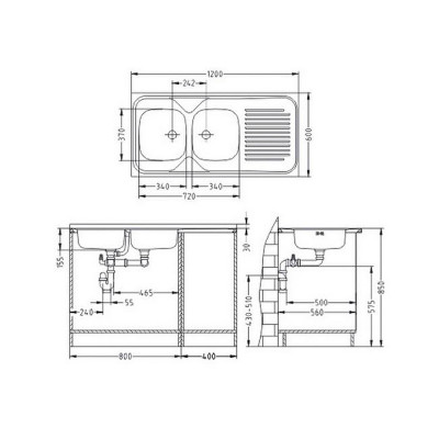Мойка для кухни Alveus Classic 100 NAT-60 1200x600 L 1009084 нерж сталь прямоугольная