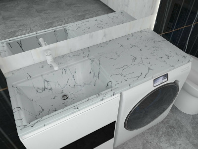 Раковина Stella Polar Мадлен 120 L SP-00001071 на стиральную машину белый мрамор