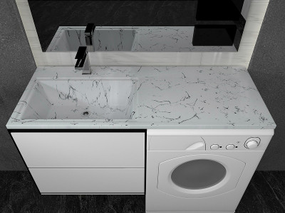 Раковина Stella Polar Мадлен 120 L SP-00001071 на стиральную машину белый мрамор