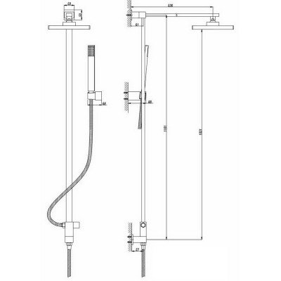KorDi Black Line Edition KD 2H-AS1108-8" Black душевая стойка, черная матовая