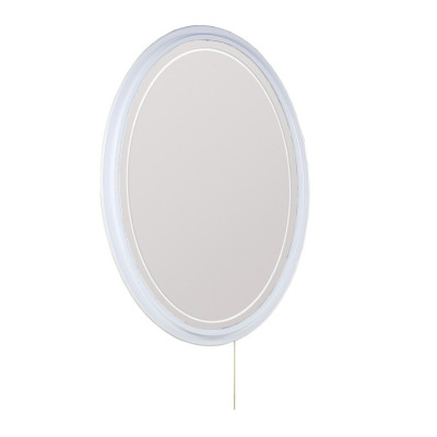 Зеркало подвесное для ванной Onika Адель 70 белое, с LED подсветкой, овальное (207030)
