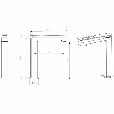 Смеситель для раковины Boheme Q 142-GCR высокий, золото/хром