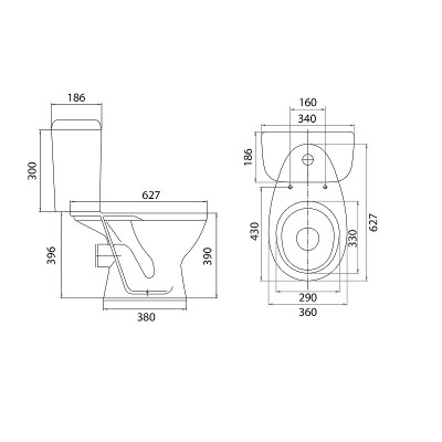 Унитаз компакт Santeri Pro 1.P215.5.S00.00B.F с бачком и сиденьем фарфор
