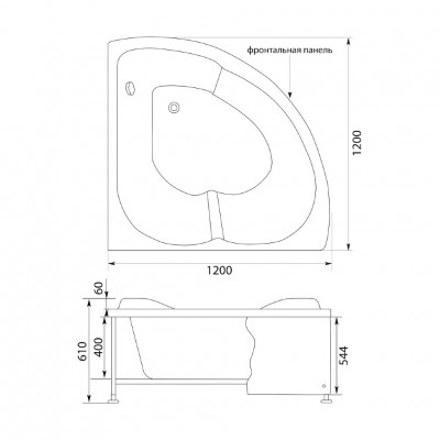 Aquanet Fregate 00205488 ванна без гидромассажа, 120 см х 120 см