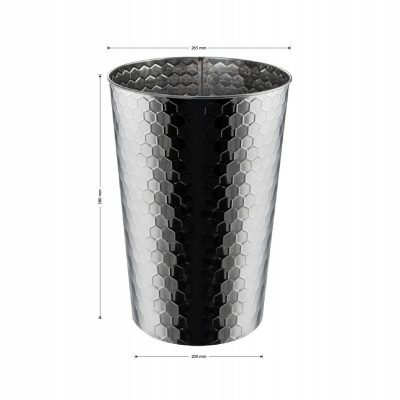 Ведро круглое, 15 л, с ромбическим рисунком, офисное, металлическое, без крышки, хром, САНАКС (42015)