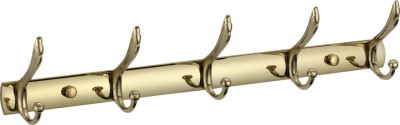 Планка с крючками для ванной (5 крючков) Savol S-00115B нерж сталь золото