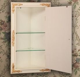 MIGLIORE Bella 21839 витрина настенная угловая, слоновая кость-золото