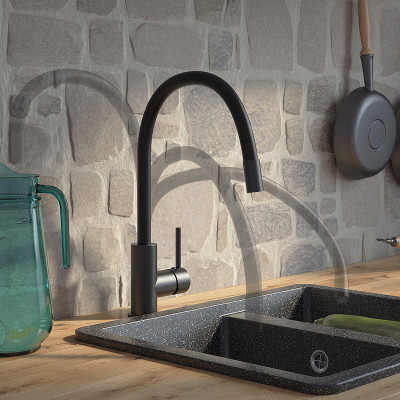 Кухонный смеситель Iddis Kitchen 360 K36BLJ0i05 черный матовый с гибким изливом