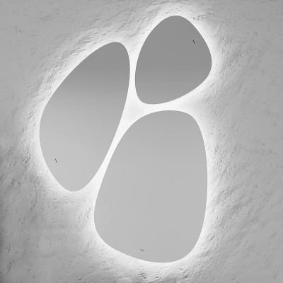 Зеркало в ванную Jorno Stone 80 Stn.05/W/JR с подсветкой капля (3 шт) округлое