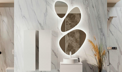 Зеркало в ванную Jorno Stone 80 Stn.05/W/JR с подсветкой капля (3 шт) округлое