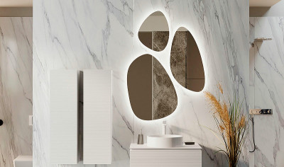 Зеркало в ванную Jorno Stone 80 Stn.05/W/JR с подсветкой капля (3 шт) округлое