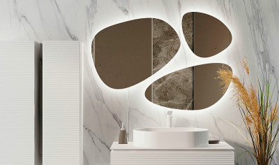 Зеркало в ванную Jorno Stone 80 Stn.05/W/JR с подсветкой капля (3 шт) округлое