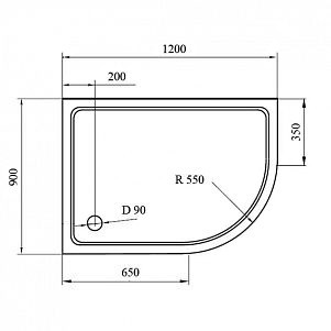 Поддон для душа CEZARES TRAY-M-RH-120/90-550-35-W-R из стеклокомпозита (SMC)
