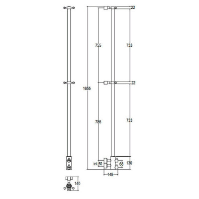 Водяной полотенцесушитель Margaroli Arcobaleno 50x1655мм латунь черные (416LNO)