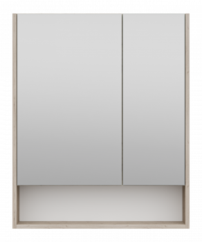 Зеркальный шкаф в ванную Misty Мускат 700x130x850 белый, светлое дерево (П-Мус04070-01)