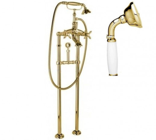 Напольный смеситель для ванны с ручным душем и шлангом 150 см CEZARES NOSTALGIA-VDPS-03/24-Bi