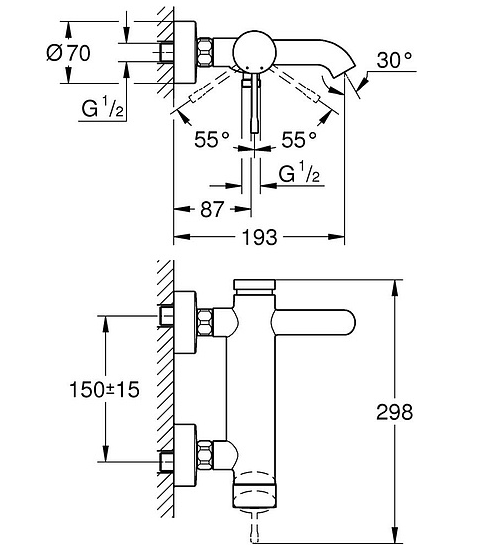 Смеситель для ванны и душа GROHE Essence 33624001