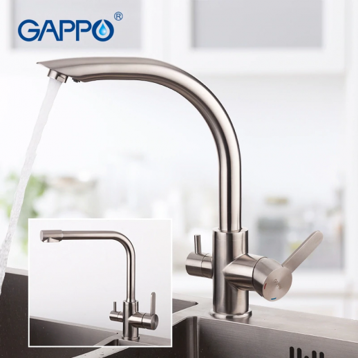Смеситель для кухни под фильтр Gappo G4399, матовый хром