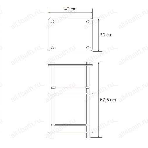 WasserKRAFT K-4033 напольная полка стеклянная с бортом, хром