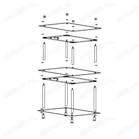 WasserKRAFT K-4033 напольная полка стеклянная с бортом, хром