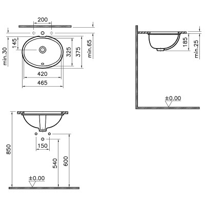 Раковина Vitra Arkitekt 47 6039B003-0012 белая овальная