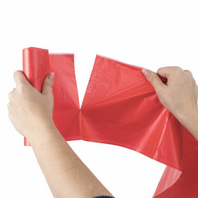 Мешки для раздельного сбора мусора 60 л красные рулон 20 шт., ПНД 10 мкм, 58х68 см, LAIMA, 606702, 3811