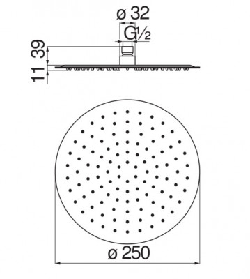 Верхний душ Ø 250 мм Nobili AD139/121BM, чёрный матовый