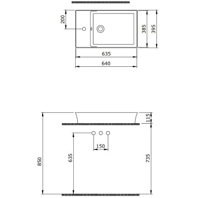 Раковина накладная Berges Ego SL 60 182013 белая глянцевая прямоугольная