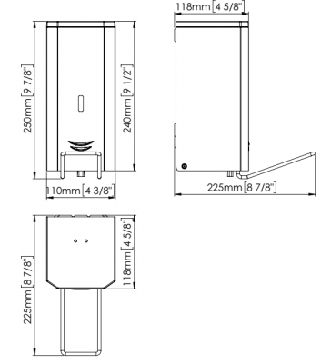 Диспенсер пены Mediclinics DJFP035B, настенный, механическое управление, объем: 1,5 л, нержавеющая сталь, цвет: матовый черный