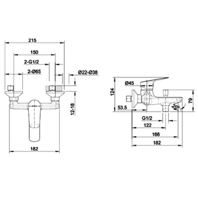 Смеситель для ванны Bravat Rhein F6429564BW-01-ENG черный матовый