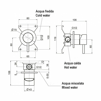 Смеситель для душа Cisal Xion XI000304D1 нерж сталь