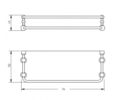 MIGLIORE Complementi 21998 полка стеклянная с бортиком, 30 см, бронза