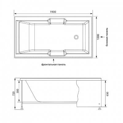 Aquanet Vega 00204046 ванн, 190 см х 100 см
