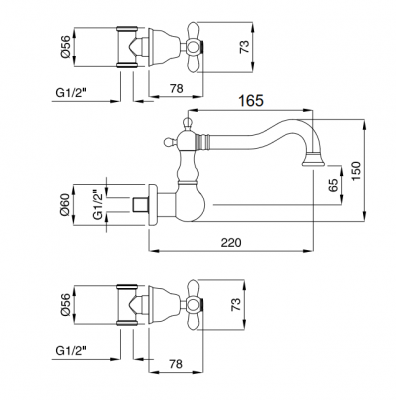 MIGLIORE Princeton Plus 18278 смеситель для кухни настенный, золото