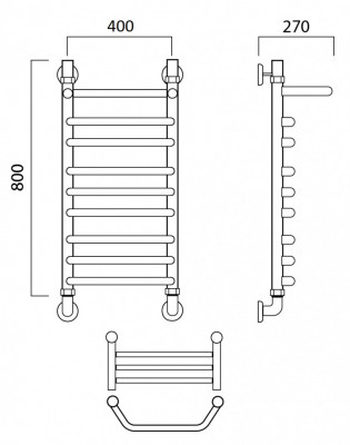 Водяной полотенцесушитель Акванерж Трапеция групповая с полкой 800x400 (04-01-8040)