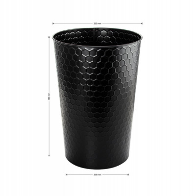 Ведро круглое, 15 л, с ромбическим рисунком, офисное, металлическое, без крышки, черный, САНАКС (42115)