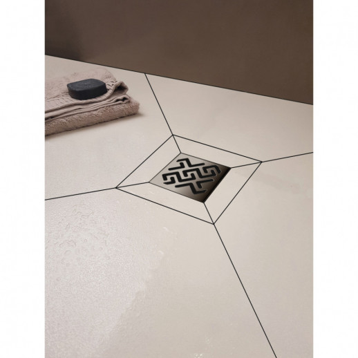 Трап BERGES водосток PLATZ Antik 150х150, хром глянец, S-сифон D50 H60 боковой