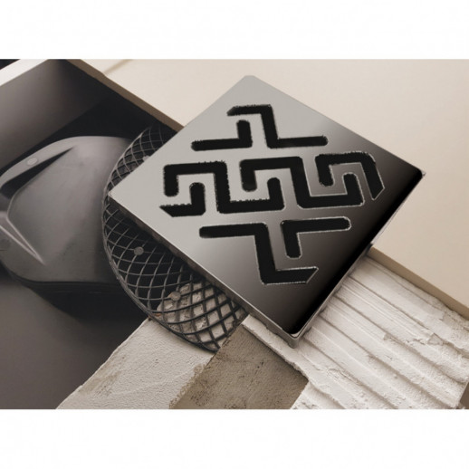 Трап BERGES водосток PLATZ Antik 150х150, хром глянец, S-сифон D50 H60 боковой