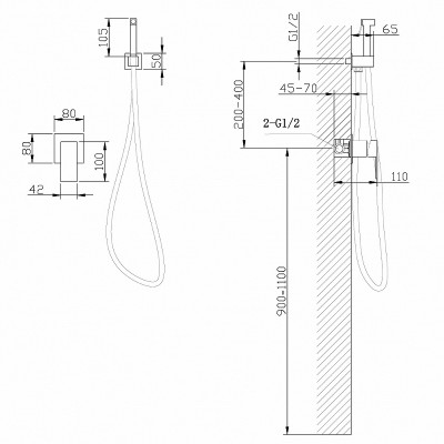 Гигиенический душ со смесителем Abber Daheim AF8225G золото матовое