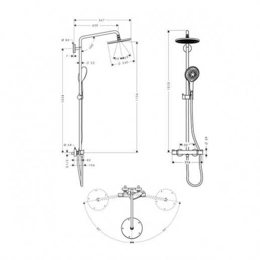 Hansgrohe Raindance Select Showerpipe 240 27115000 душевая система, хром