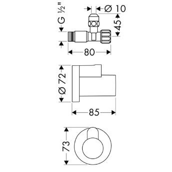 Hansgrohe 13954000 угловой вентиль с декоративной накладкой, хром