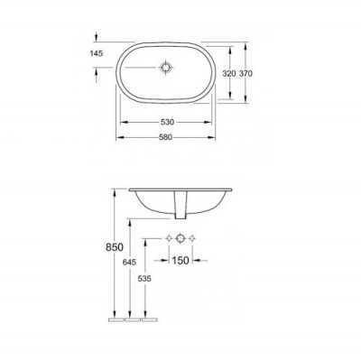 Villeroy&Boch O.novo 41625001 раковина для установки под столешницу, 53 см х 32 см, белая