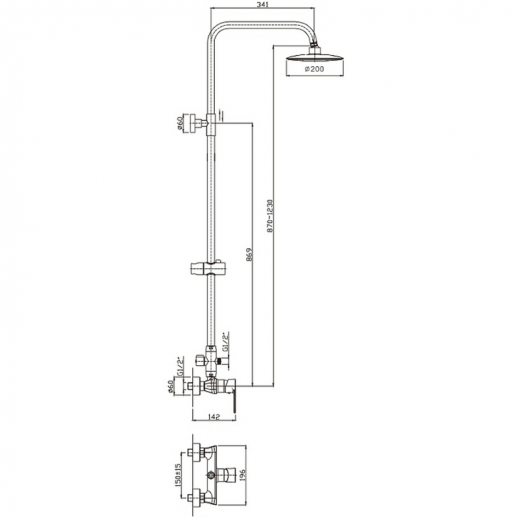 Душевая система Haiba HB2411 (латунь пластик) хром