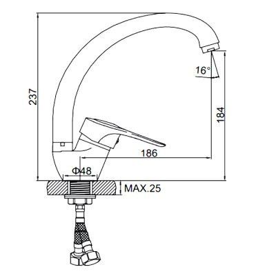 Смеситель для кухни Ledeme L5928-B H28 однорычажный хром